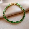Real gold electroplated emerald zircon geometric bracelet exquisite retro temperament bracelet jewelry