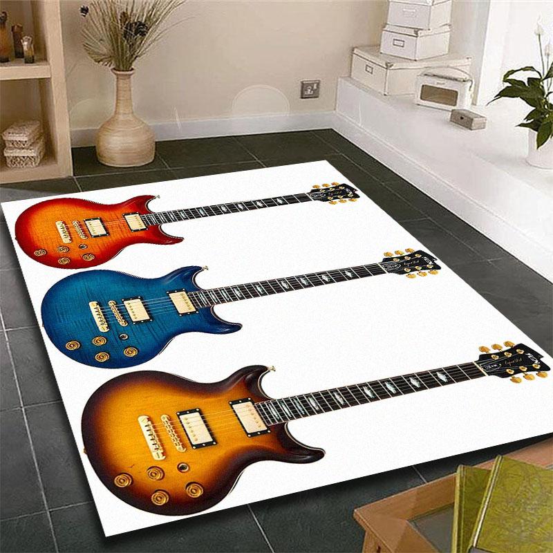 Music Is The Voice Of The Soul Guitar Printed Carpet for Living Room Rugs Camping Picnic Mats Anti-Slip E-sports Rug Yoga Mat