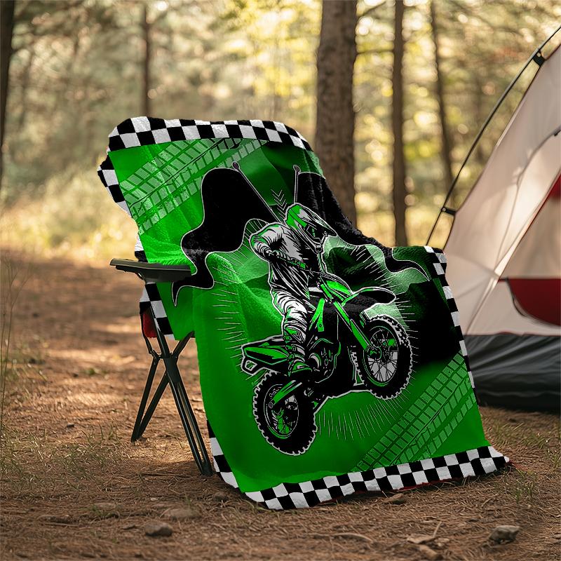 Coperta a Tema Stampata con Motivi di Moto da Fuoristrada - Perfetta per Divano, Letto, Viaggi e Uso Esterno | Lavabile in Lavatrice, Accogliente e Resistente.