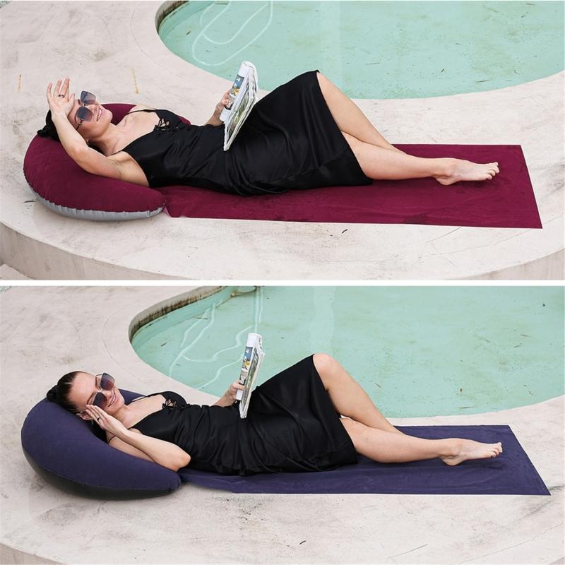 Portable Back Pillow Cushions Chair Easy Transport Blanket Quick Inflation Air Bed Travel Mattress for Pools party