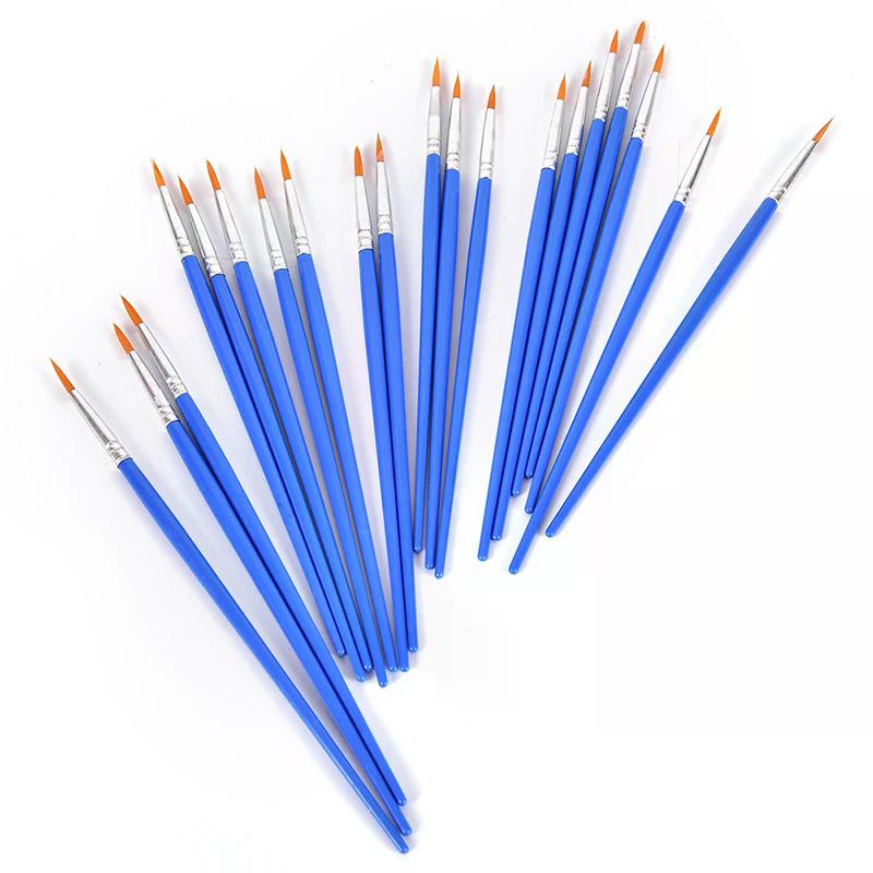 Nylon Hair Artist Paint Brush Acrylic Watercolor Round Fine Hand Point Tip 10Pcs