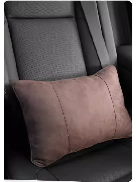 Wildleder Auto Lenden- & Nackenstütz-Set - Atmungsaktive, Perforierte Kopfstützen- & Rückenlehnenkissen