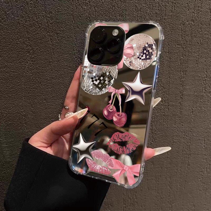 Rotating Lanterns Bowknot Pattern Mirror Acrylic Phone Case For iPhone 16 15 14 13 12 11 Pro Max X XR 7 8 Plus Shockproof Cover