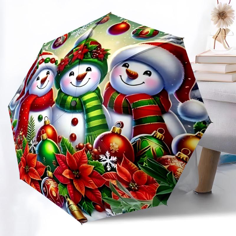 1pc Christmas Snowmen Automatic Umbrella - Automatic Opening And Closing, Sturdy Iron Frame, Formal Occasions yy251018240