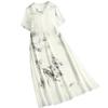 New Chinese Style Printed A-Line Mid-Length Dress