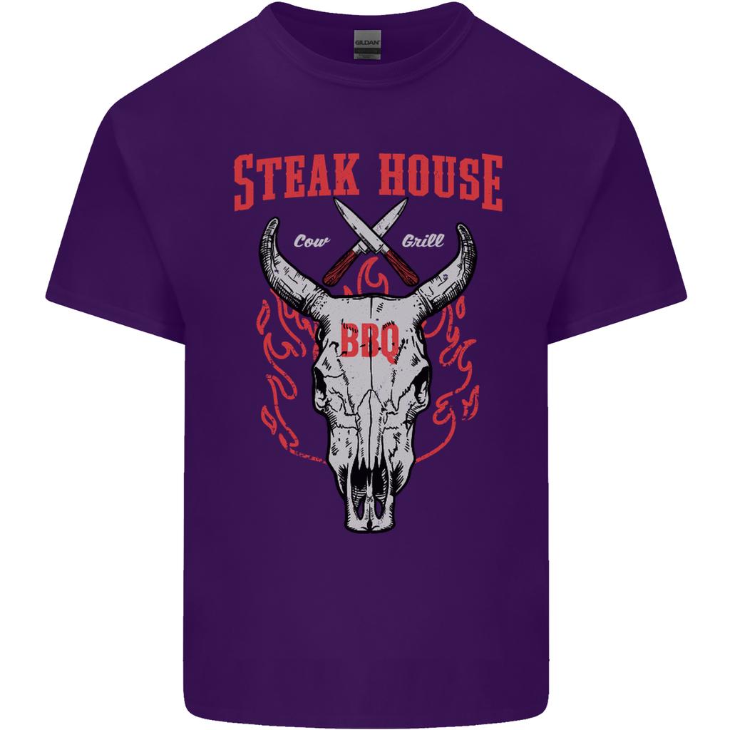 Steak House Bbq Cow Skull Grill Beef Food Unisexs Light Cotton Tshirt
