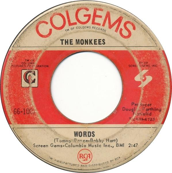 

7inch Record MONKEES - Pleasant Valley Sunday / Words 661007 Colgems 1967 US Pop Used
