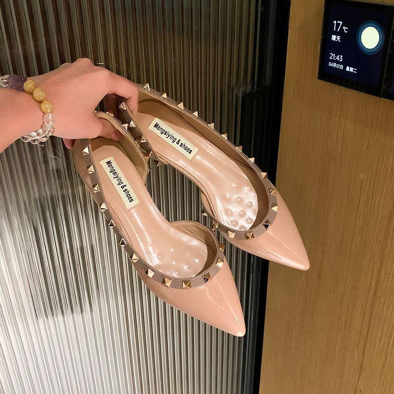 French willow nail pointed flat-soled single shoes 2025 spring and summer new temperament patent leather soft sole shallow mouth commuter single sh