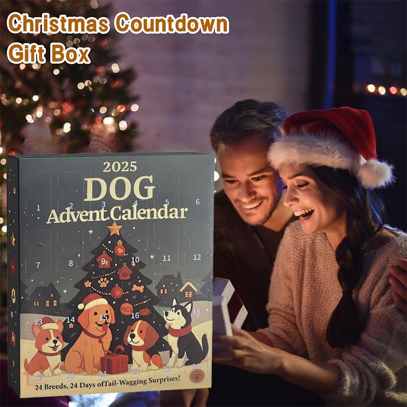 Calendar de Advent pentru câini 2025-24 buc. Ornamente 2D festive cu rase - Calendar de Advent pentru animale de companie cu ornamente reutilizabile, Idee pentru iubitorii de câini