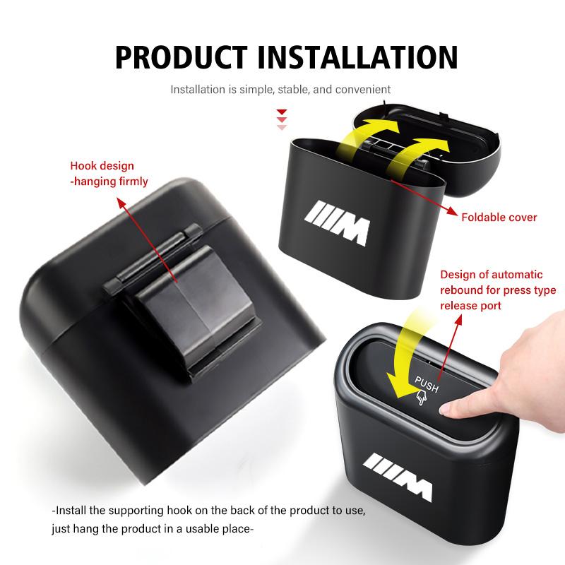 JYPK6 Car Door Hanging Trash Can Storage Box Auto Accessories For BMW Performance M E87 E30 E46 E28 F35 G20 E93 F20 X3 X