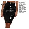 Slimming High Waist Skirt Women Club Faux Leather Skinny Sheath Zipper Closure Solid Knee Length Color Glossy Surface Slim Fit Lady Party Dating