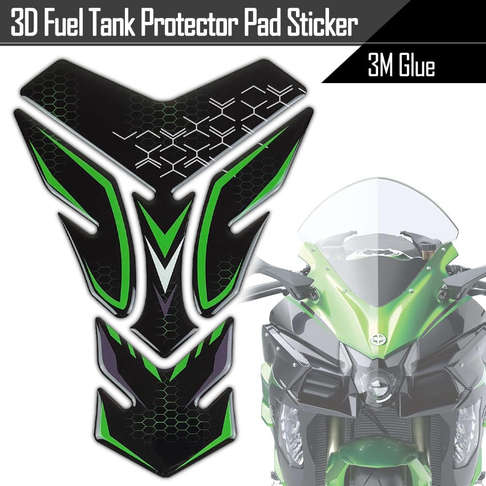 Motorcycle Tank Pad for Kawasaki Ninja 250/400/650, ZX-6R/10R/25R, Z400/900/1000 (Green)