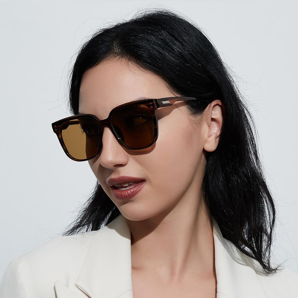 Glasses 95166 Square Large Frame Rivets Tortoiseshell Popular Sunglasses Women, Sunglasses Men