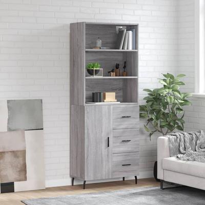 Vidaxl Vitrinekast Sonoma Eiken Grijs 69,5X34X180Cm Materiaal Houtvezelplaat