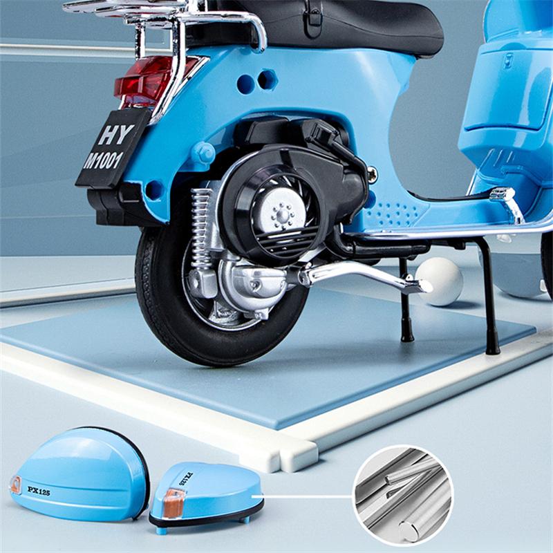 Mini moto urbaine Vespa 1/10, échelle 125, modèle de moto récréative en métal moulé, jouet de Simulation son et lumière, cadeau pour enfants