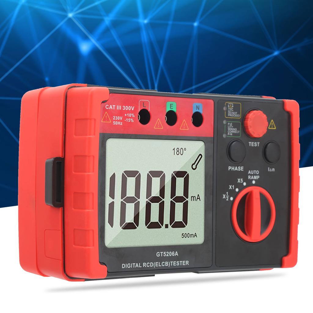 GT5206A Digital RCD (ELCB) Tester Leakage Protection Switch Detector Testing InstrumentAU Plug 220V