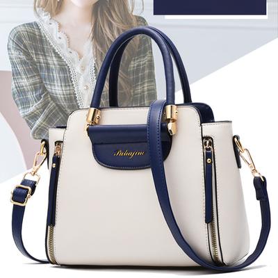 Módna farebne kontrastná kabelka, Pásikovaná crossbody taška so stehmi, Dámska elegantná kancelárska a pracovná kabelka