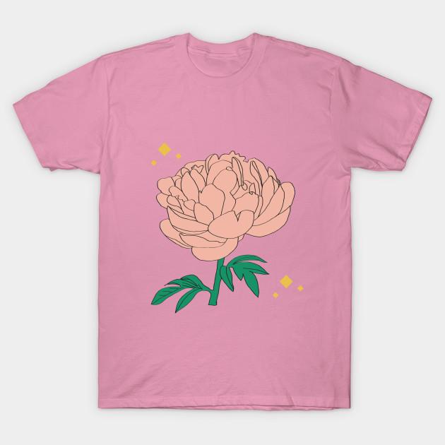 T Shirt Women Peony Flowers Harajuku Print Kawaii Tshirt Summer Short Sleeve Female T-Shirt Top Tee