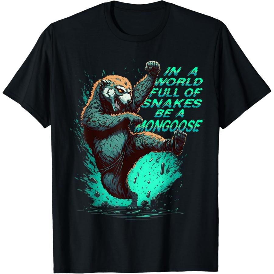 В мире, полном змей, будь мангустом Забавная футболка с животными XXXXXL чёрный