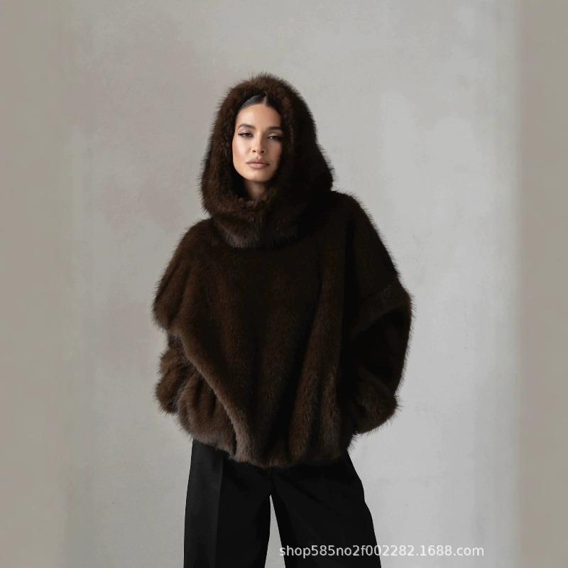 Imitation fur jacket women's autumn and winter plush women's clothing loose and environmentally friendly fluffy suit collar coat