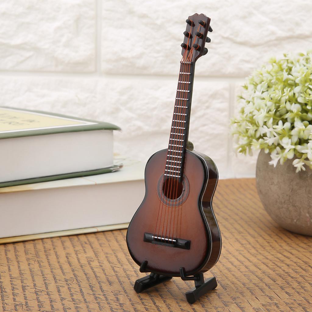 Miniature Wooden Guitar Model Display Mini Musical Ornaments Craft Home Decor