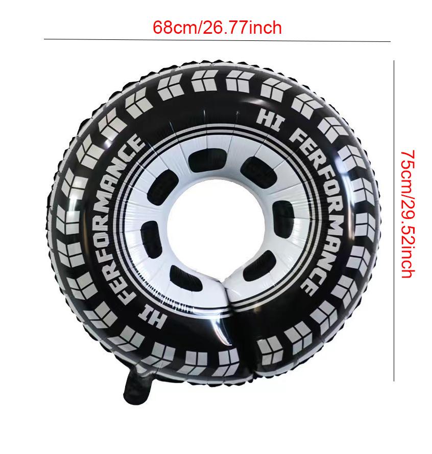 Birthday Party Racing Car Theme Balloon Decoration Race Car Tire Motorcycle Helmet Style Foil Balloon Boy Girl Celebration Decor