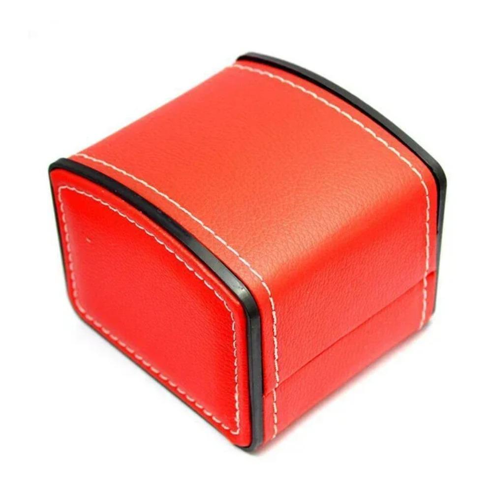 PU-Leder Einzelne Uhrenaufbewahrungsbox Schutzsichere stoßfeste Uhren-Geschenkbox mit Kissen Armbanduhr-Display-Case für Männer Geschenk