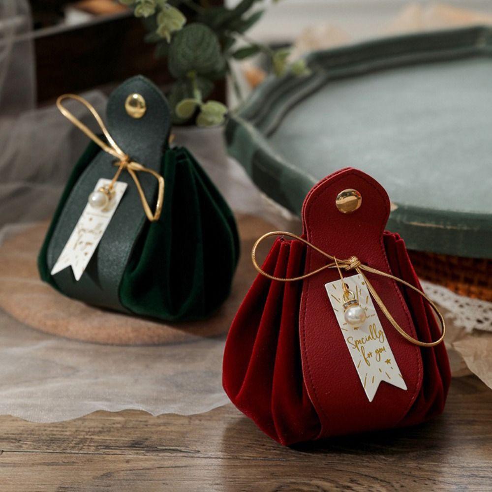 With Pearls Gift Flannel Bag 5 Pieces Gift Party Candy Box Creative candy bags For Wedding