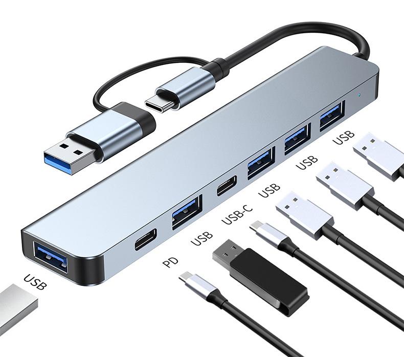 7 In1 Usb C Hub Splitter Usb Data Usb3.0 Hub Adapter  Docking Station Type c 2.0 Type-c Data Hub for Computer Laptop серый