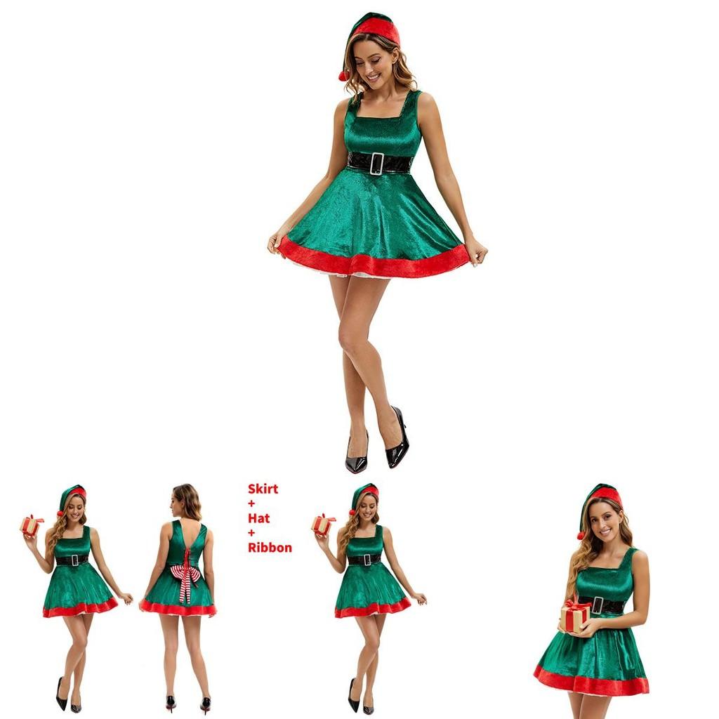 Elf Costume Dress With Cotton Polyester Fabric For Christmas Party And Stage Performances