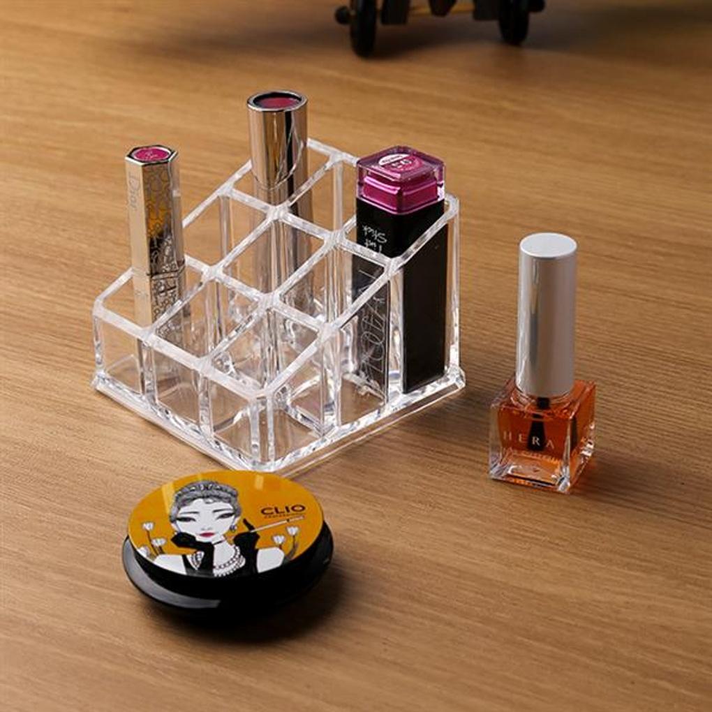 9-compartment transparent lipstick organizer/nail polish organizer for beauty shop display