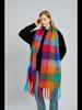 Women's High-Grade Colorful Plaid Mohair Scarf - Thick, Warm, and Versatile for Winter