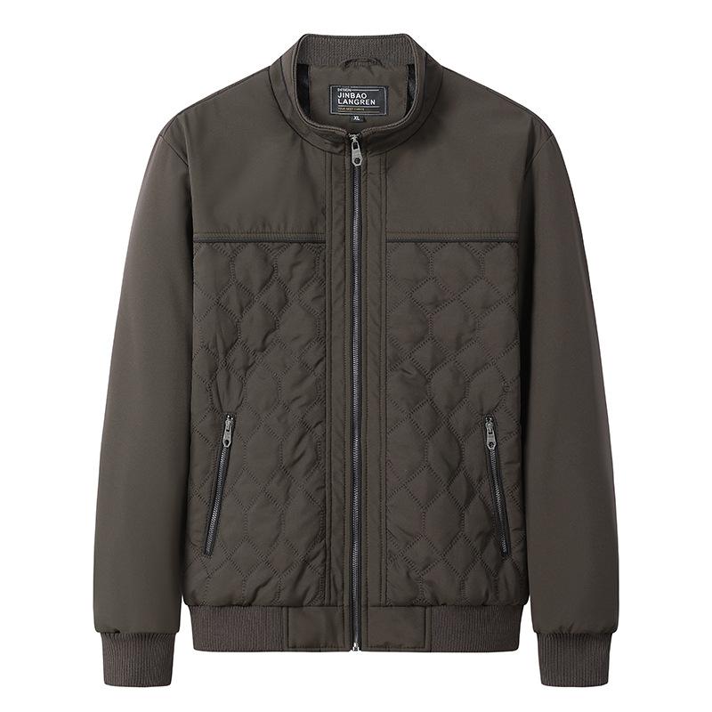 Cotton Coat for Middle-aged and Elderly Men In Winter, Warm and Velvet Thickened Coat, Cardigan, Stand-up Collar, Dad Wear