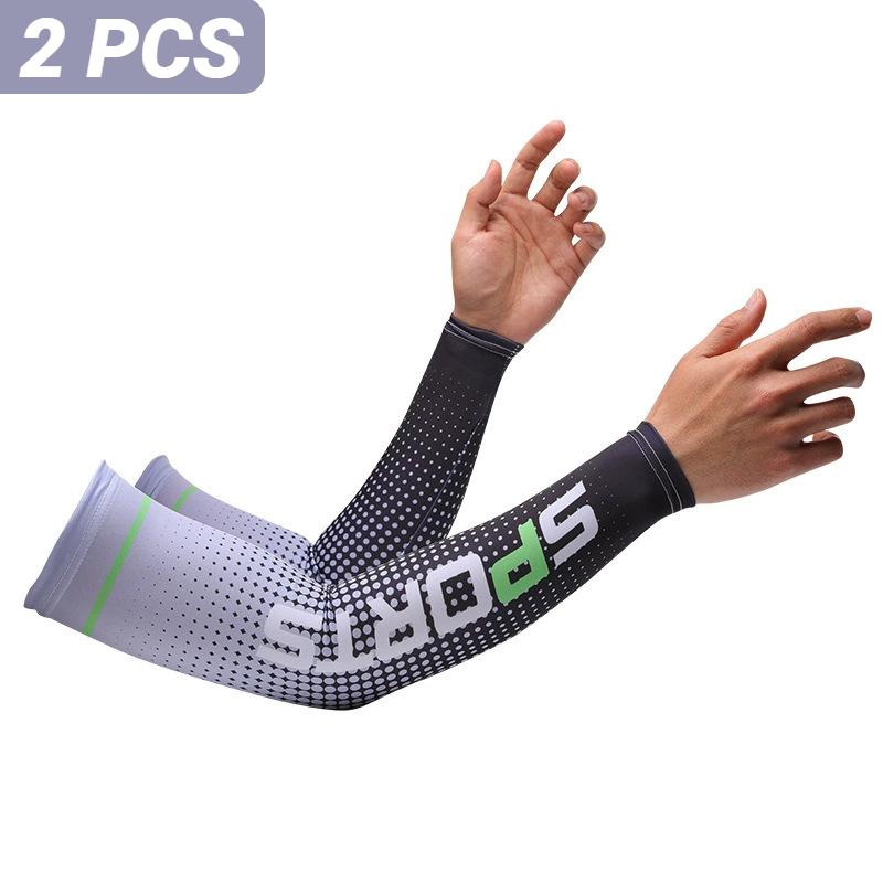 Durable And Safe 2Pcs Summer Fashio Sunscreen Ice Silk Sleeve Uv Sun Protection Cooling Anti-Slip Arm Sleeves Men Women Outdoor Sport Cycling