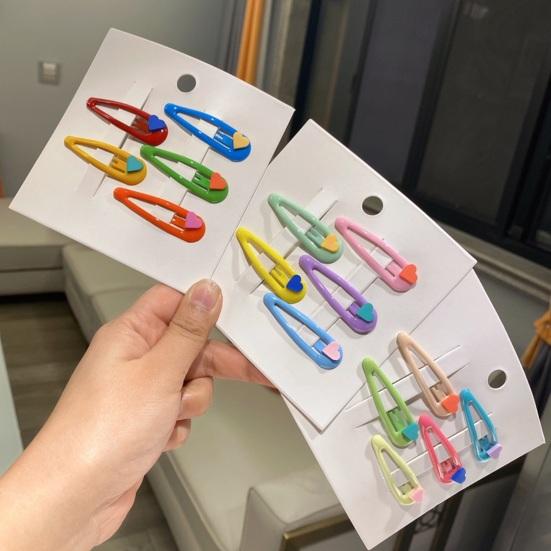 5Pcs Kids Hairpins Scratch-Resistant Surface Heart Decoration Girls Hair Clips Side Bang Hair Pins Hair Accessories