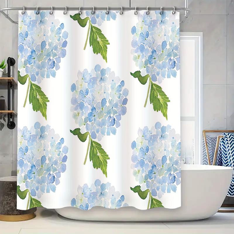 

Floral Shower Curtain Botanical Blue Hydrangea Pattern Bathroom Decor Waterproof Fabric Washable Vintage Farmhouse Style Modern W60H190(CM)-1 Pcs