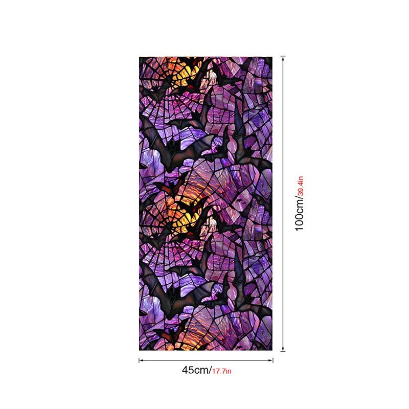 Halloween Theme Window Film PVC Stained Glass Films Door Window Stickers Home Bathroom Balcony Office Party Decor Privacy Film