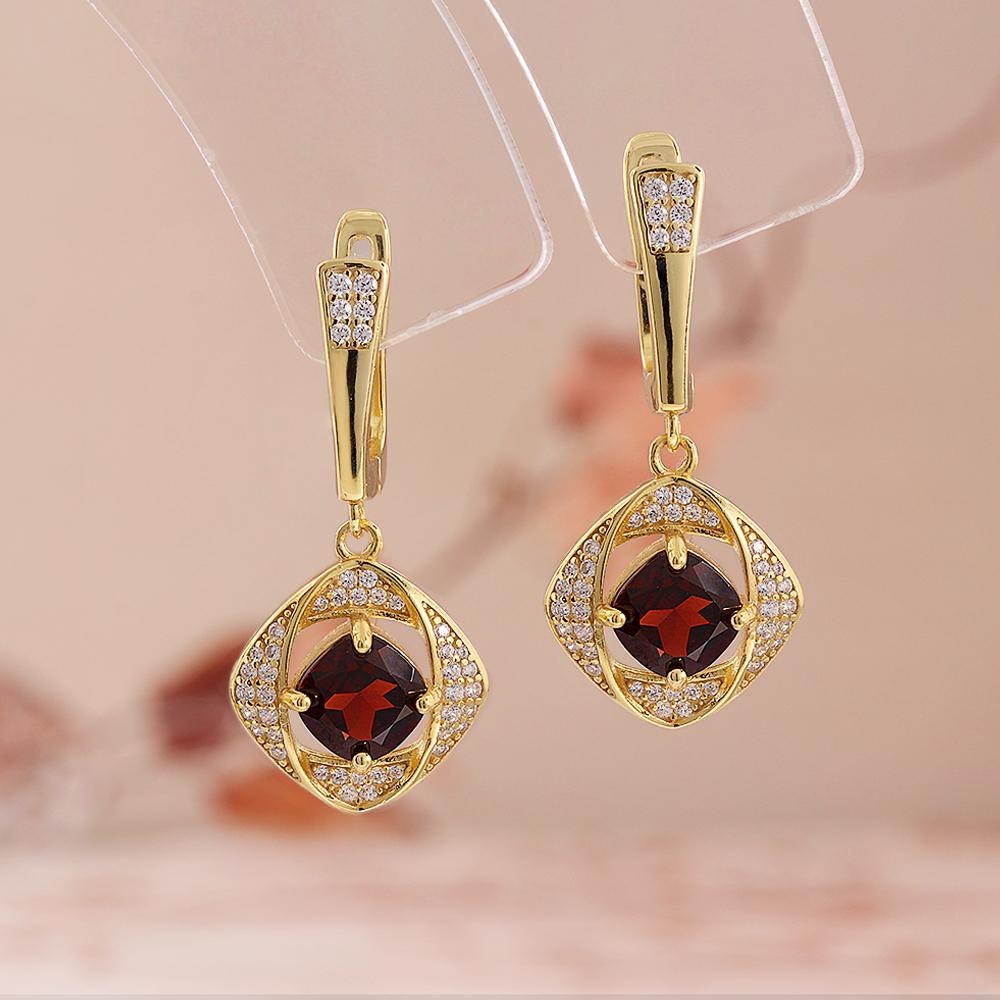 Light Luxury Natural Garnet Gemstone Jewelry Set S925 Silver Pendant Necklace Earring Fine Jewelry Women's Anniversary Gifts