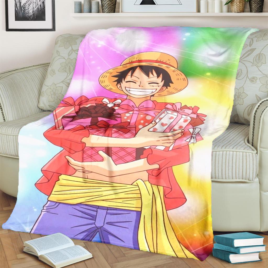 Comfortable Flannel Blanket "ONE PIECE" Print Warm for Sofas, Beds, Chairs and Travel
