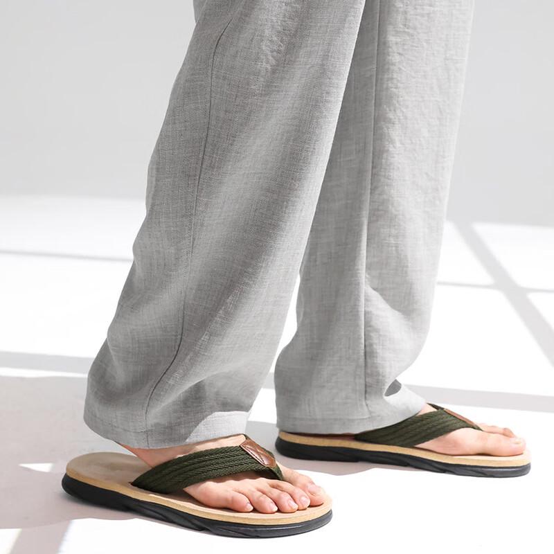 Jinjuan Men's Linen Blend Loose Straight-Leg Casual Pants