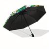 Stained Garden: Vibrant Floral Window ArtUmbrella, Portable 3-Fold Compact Umbrella for Men & Women Gift