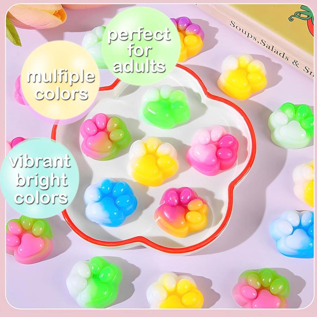 Mini Cute Cat Paw Soft Rubber Toys Soft Squeeze Animal Paw Toys With Glitter Confetti And Heart Details Birthday Gifts