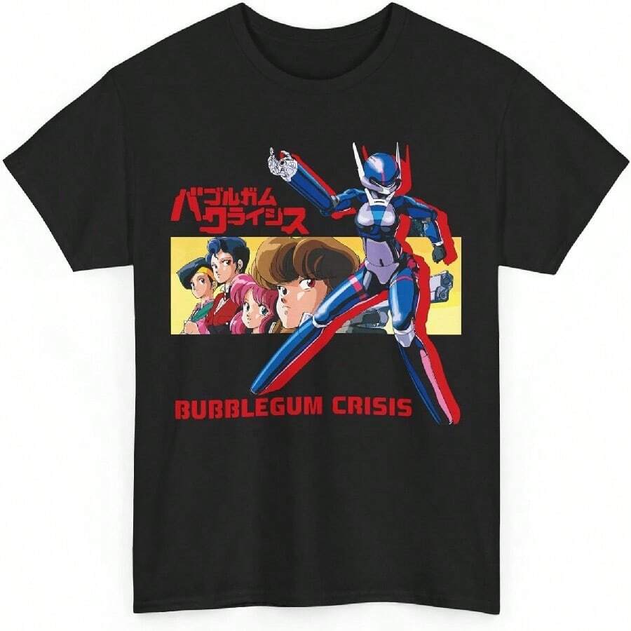 

New Anime Bubblegum Crisis T Shirt Merch Casual Short Sleeved T Shirt Unisex Tee.Jpg 5XL різнокольоровий