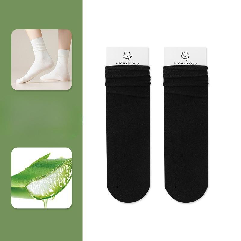 Dui Dui Socks Women's Autumn and Winter Rolled-up Pure Cotton Antibacterial Breathable Mid-calf Socks Paired with Boken Shoes Boneless Socks