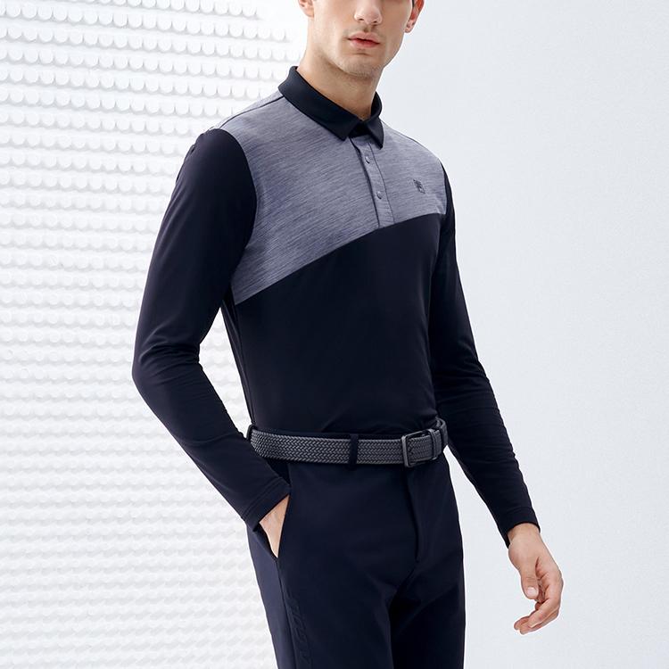 FILA Athletics Basic Knitted Long Sleeve Polo Shirt Men tops Deep-Black A11M245202F-BK