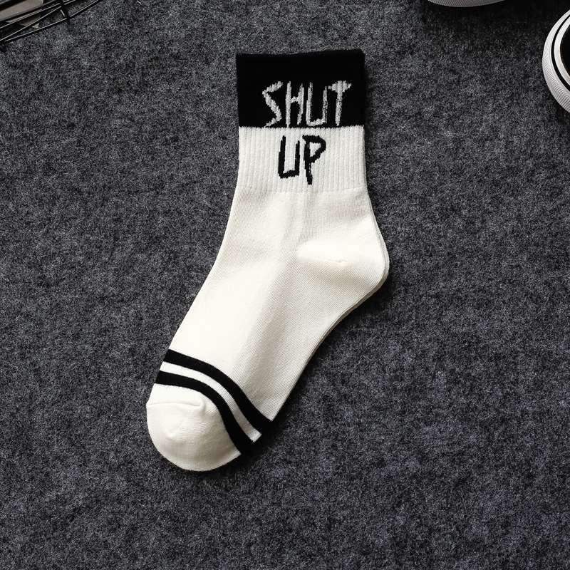Fashion Men Women Cool Letter Print Funny Design Cotton Black Red Casual Socks