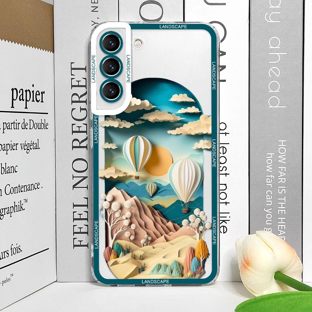Printing Landscape Creative Mountain Transparent Phone Cases for Samsung Galaxy S22 S25 S21 S23 S24 Ultra Plus FE Covers Fundas