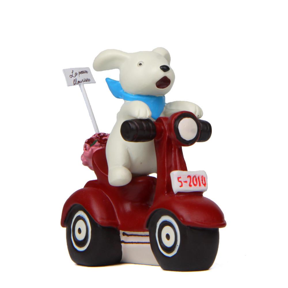 

Cute Dog Resin Motorcycle Pot With Metal Art For Indoor Gardening And Party Gift