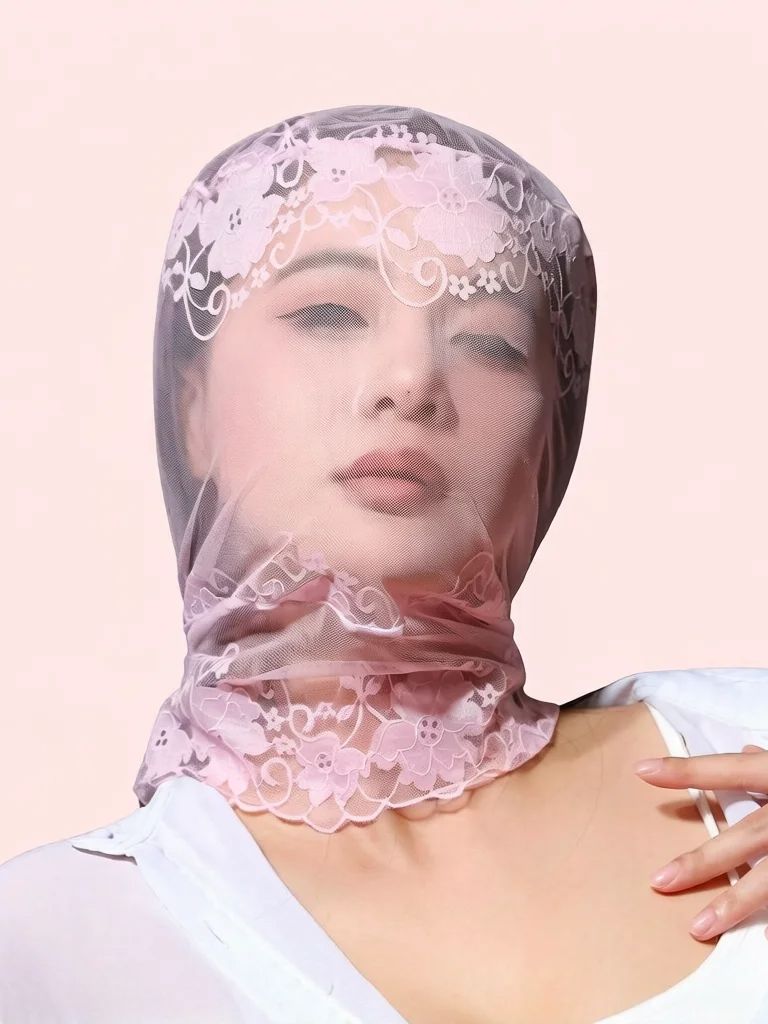 Elastic Full Cover Head Mask Lace Sheer See Through Unisex Women Man Hood Fashion Patchwork Stocking Style Mask Full Head