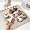 New Spring and Summer Korean-style Girls Sandals, Bow Lace Fringe Flat Princess Shoes for Kids